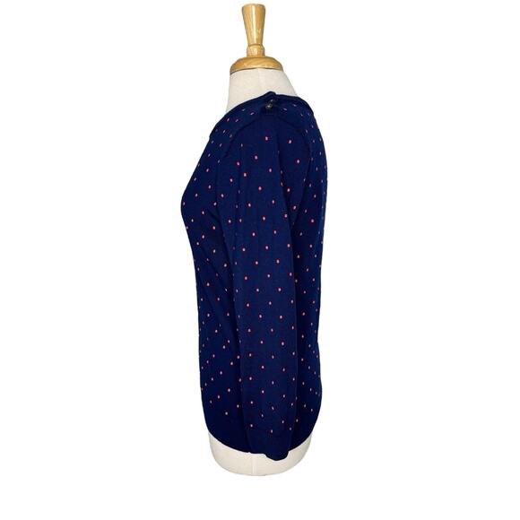J.CREW Blue & Pink Swiss Dot Crew Neck Sweater Size Large Womens - Picture 2 of 10